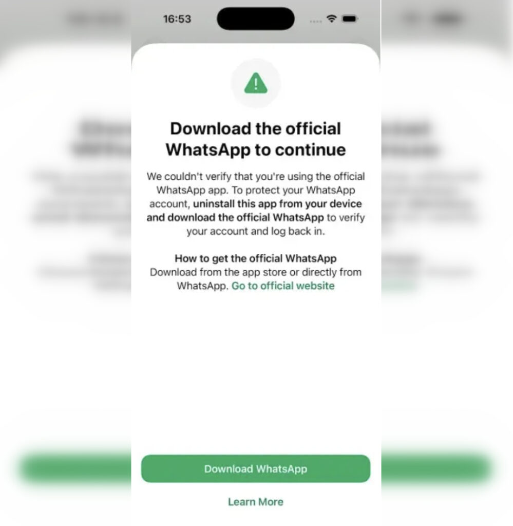 This is the warning messenger users received. Image: techcrunch.com