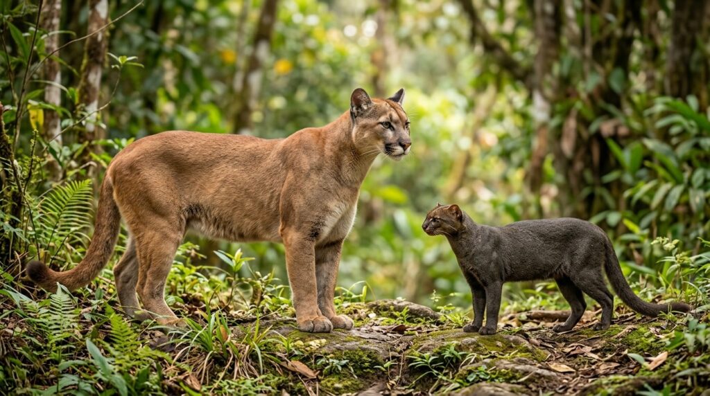 The puma and jaguarundi — closest relatives with a huge difference in size
