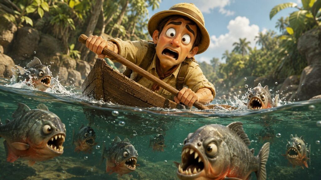 Everyone knew piranhas were toothy aquatic devourers of everything. And were terrified when something in murky water touched their leg. Photo.