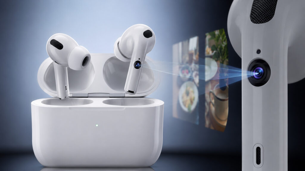 Release date and price of AirPods Ultra with camera. The earbuds will read data around you, allowing Siri to communicate with you more accurately. Photo.