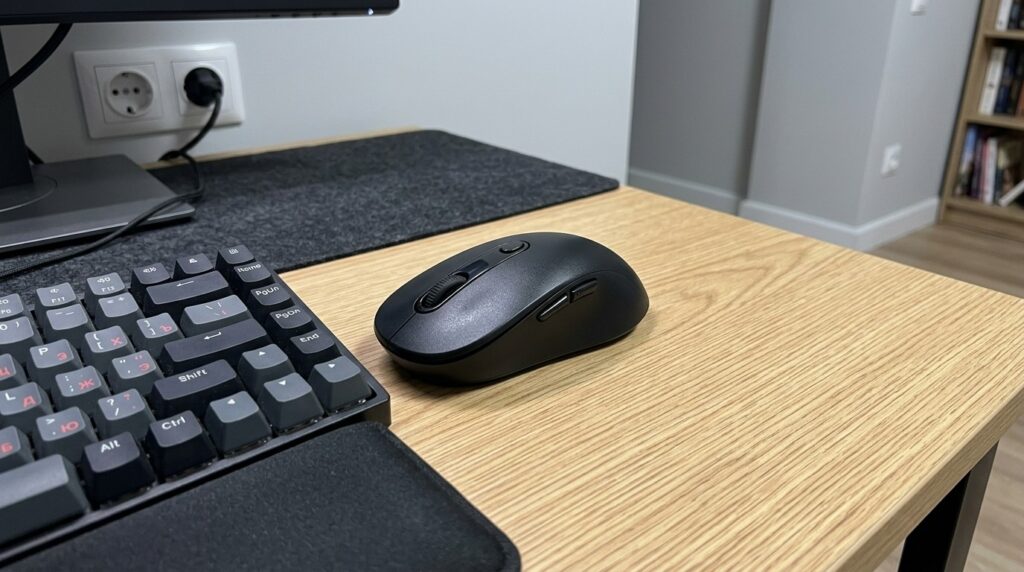Bluetooth 5.2, DPI up to 4000, side buttons — essentially a full-featured work mouse for a thousand rubles