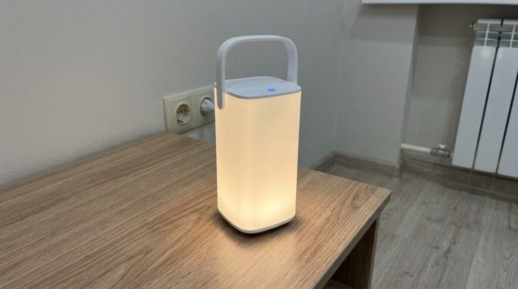 It sits on the nightstand but regularly migrates to the kitchen and back. Photo.