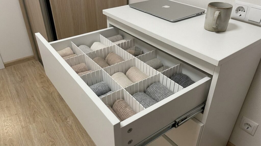Open the drawer — and you see everything right away instead of digging through a pile