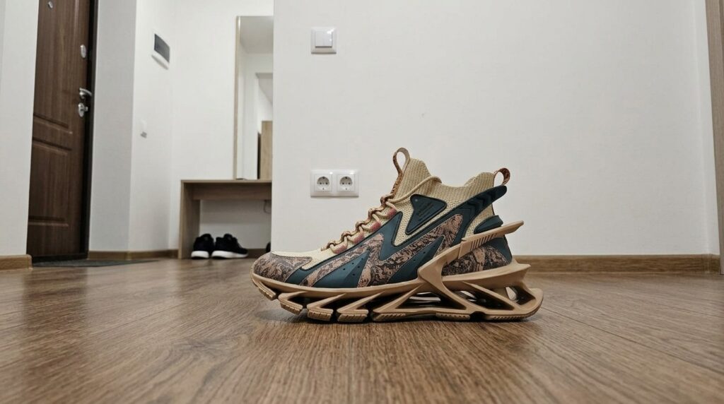 They look weird in photos, but they fit surprisingly well on the foot. Photo.