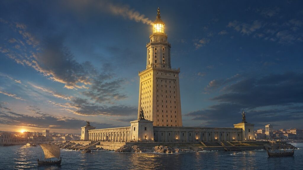 This is approximately what the Lighthouse of Alexandria looked like when it was intact. Photo.