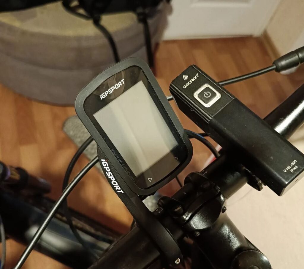 The bike computer is water-resistant, pairs with your smartphone, and lasts a long time on a single charge