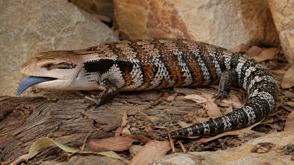 A blue-tongued skink. Photo.