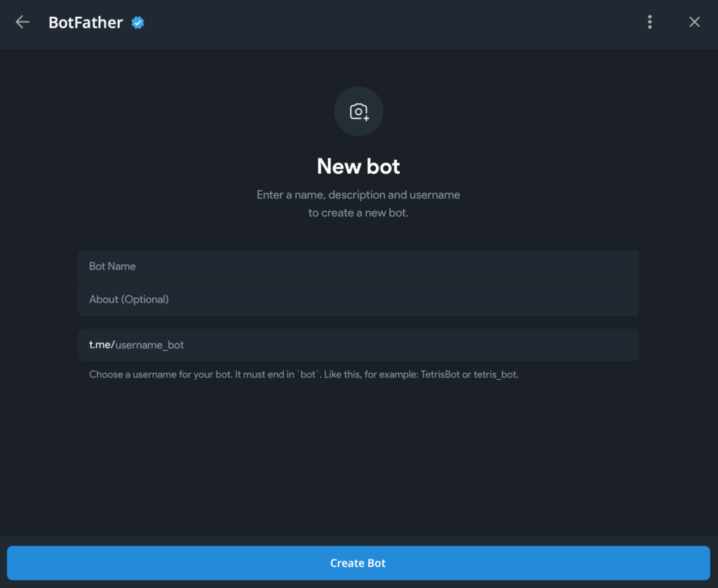 Here we get the bot key