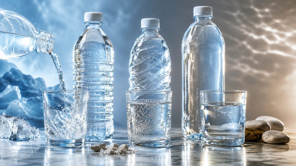 Bottled water has different tastes, and there are reasons for that. Photo.