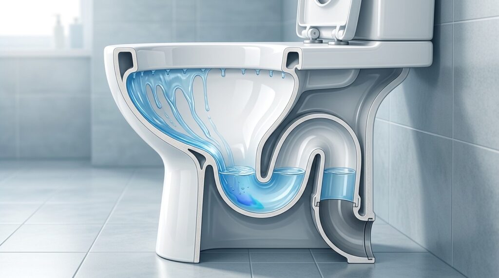 Ice cubes in a toilet clean the surface in three different ways. Photo.