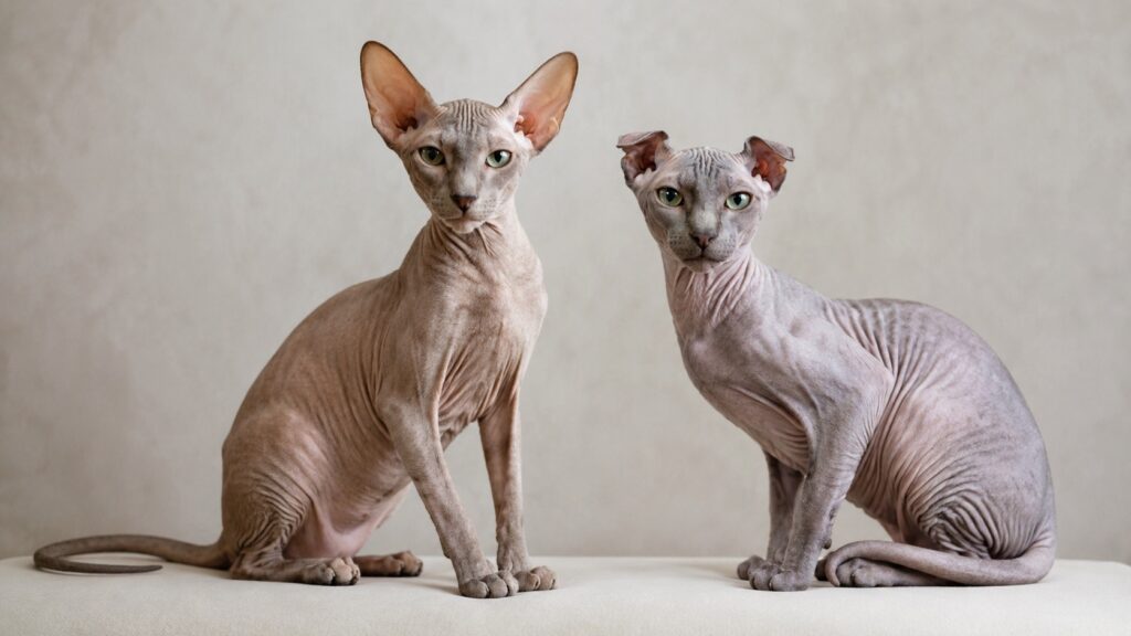 Peterbald and Ukrainian Levkoy cat breeds