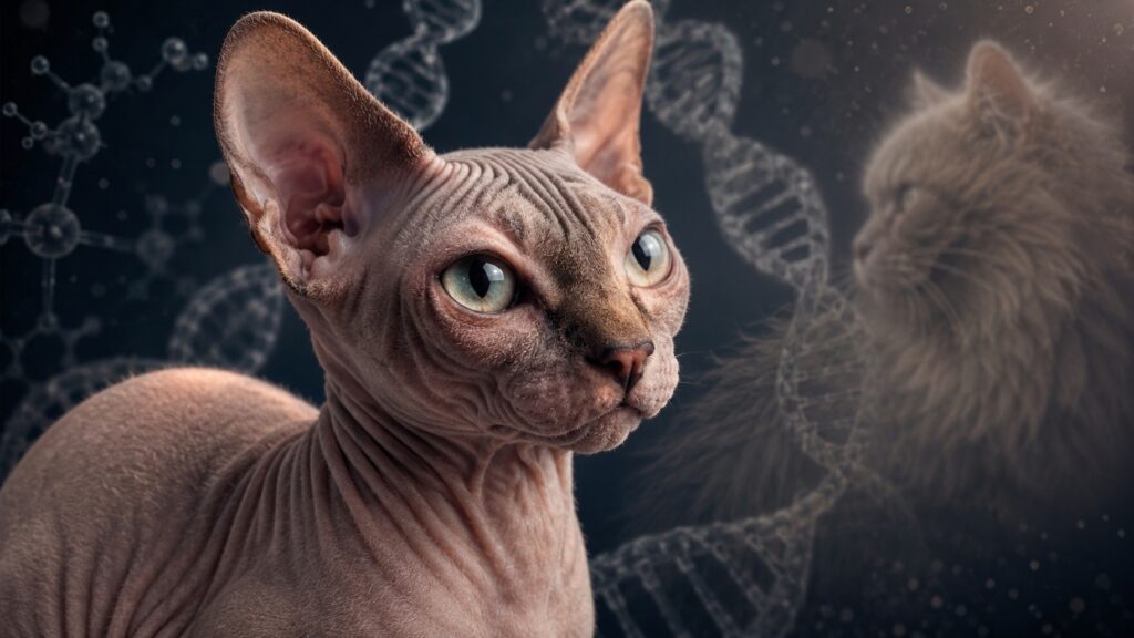 In reality, Sphynx cats do grow fur, but very faintly