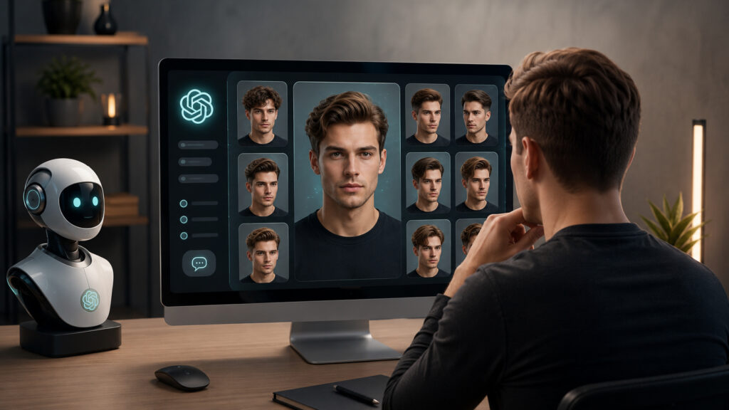 Choosing a hairstyle using a neural network. Photo.