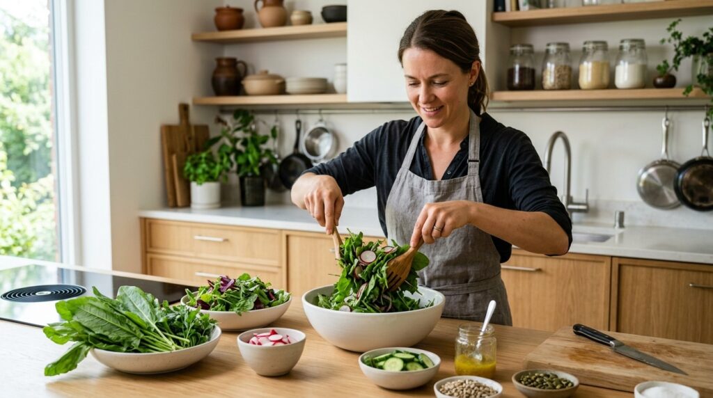 Sorrel salad — a light dish that helps maintain vitamin balance. Photo.