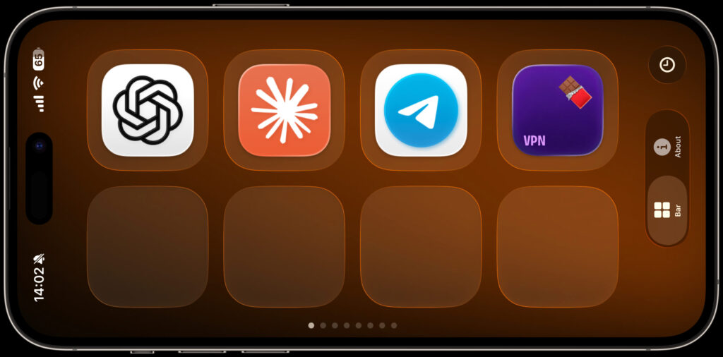 What Choclift can do for controlling Mac from iPhone. A panel with shortcuts opens on the iPhone, and from it you control the Mac. Photo.
