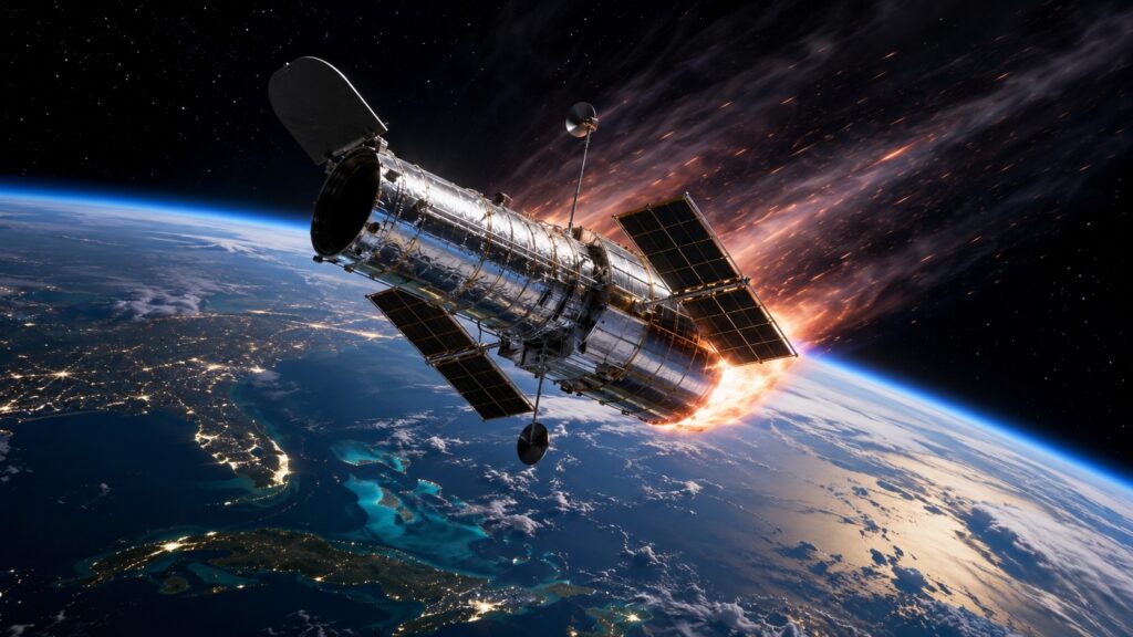 The Hubble Telescope could fall to Earth sooner, and in theory, hit people. Photo.