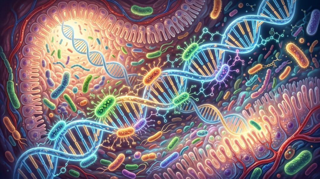 Gut bacteria may influence the rate of cellular aging through molecular chains