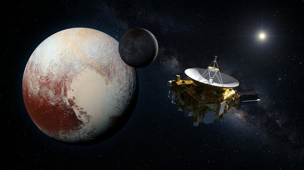 The New Horizons interplanetary station approaching Pluto. Photo.