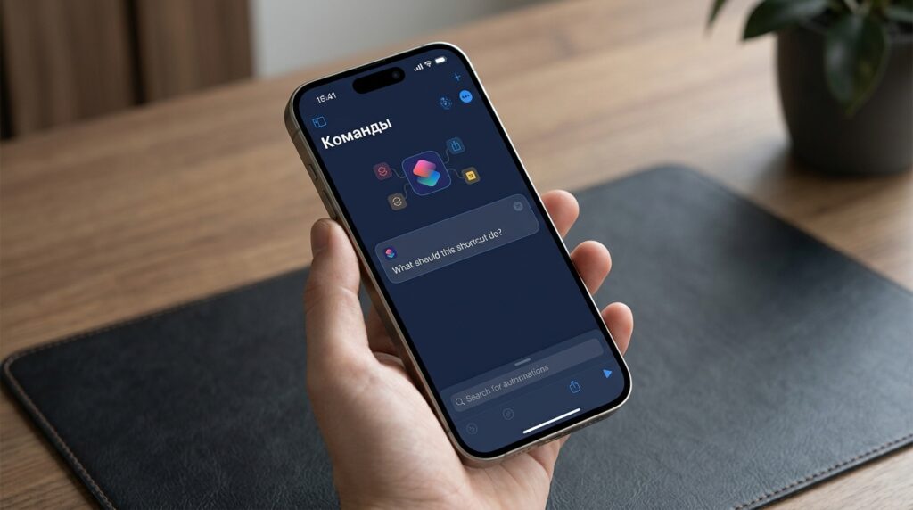 New field for natural language shortcut description in the Shortcuts app