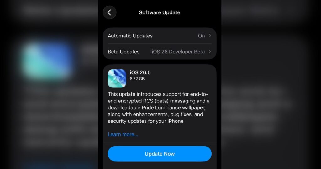 iOS 26.5 RC 2 — Who Should Download the Update. Everyone using iOS beta versions should update. Photo.