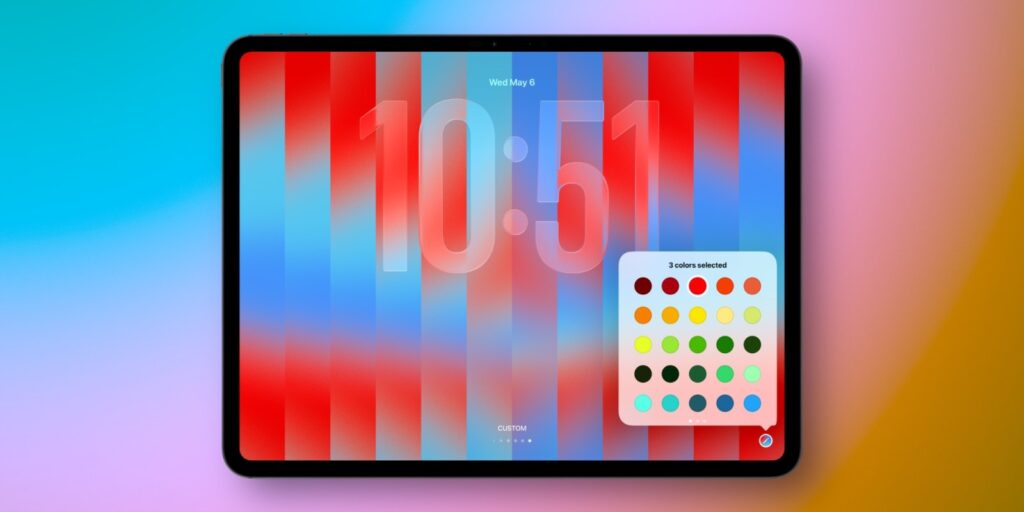 New wallpapers in iPadOS 26.5. The point is that you can set up cool glass wallpapers in different colors. Photo.