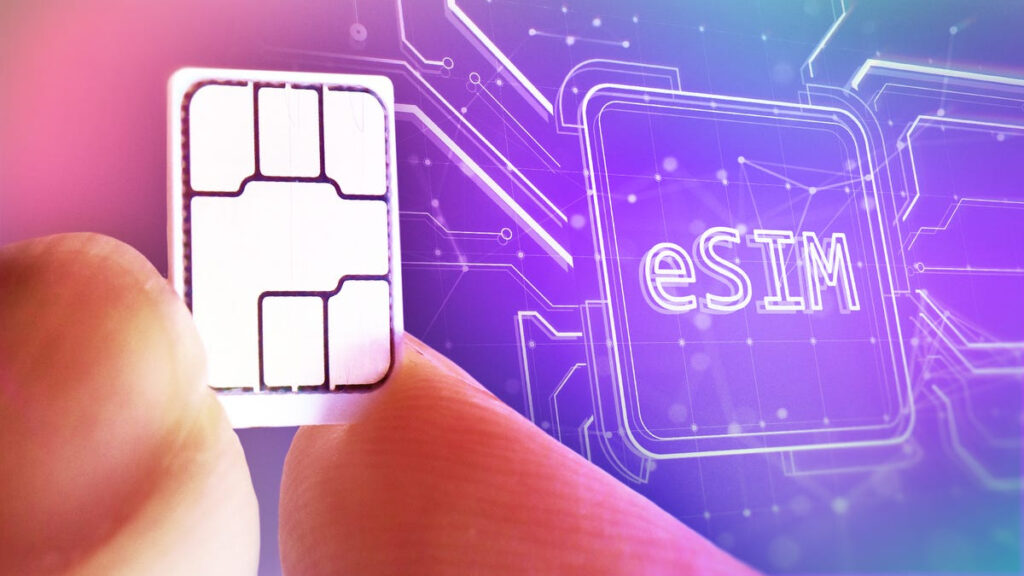 Differences between eSIM in iPhone and a regular SIM card. eSIM is built right into the iPhone. Photo.