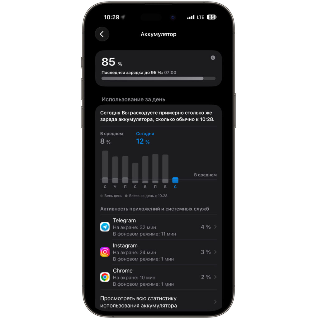 Battery drain after installing iOS 26.5: what changed. Battery consumption has increased. Photo.