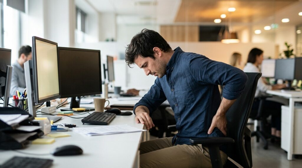 Prolonged static posture overloads the lower back