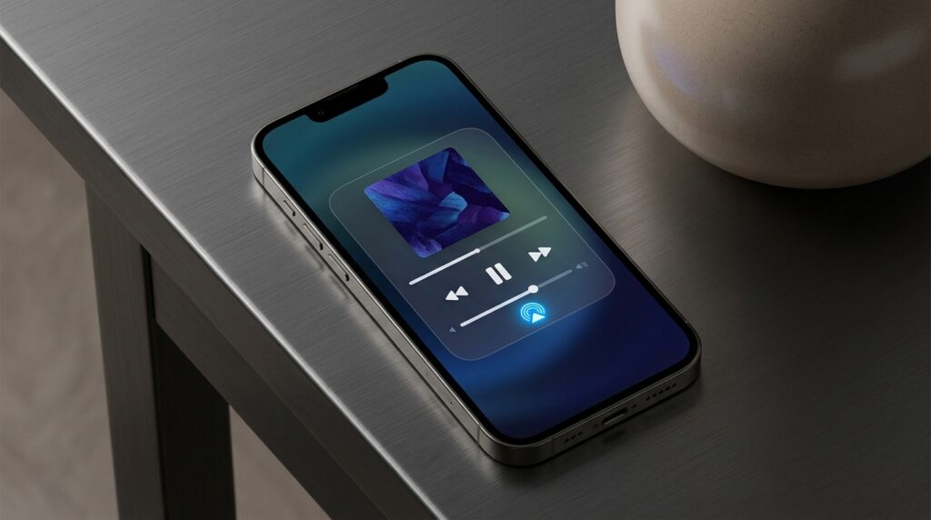 Now Playing widget on iPhone lock screen with source switching button