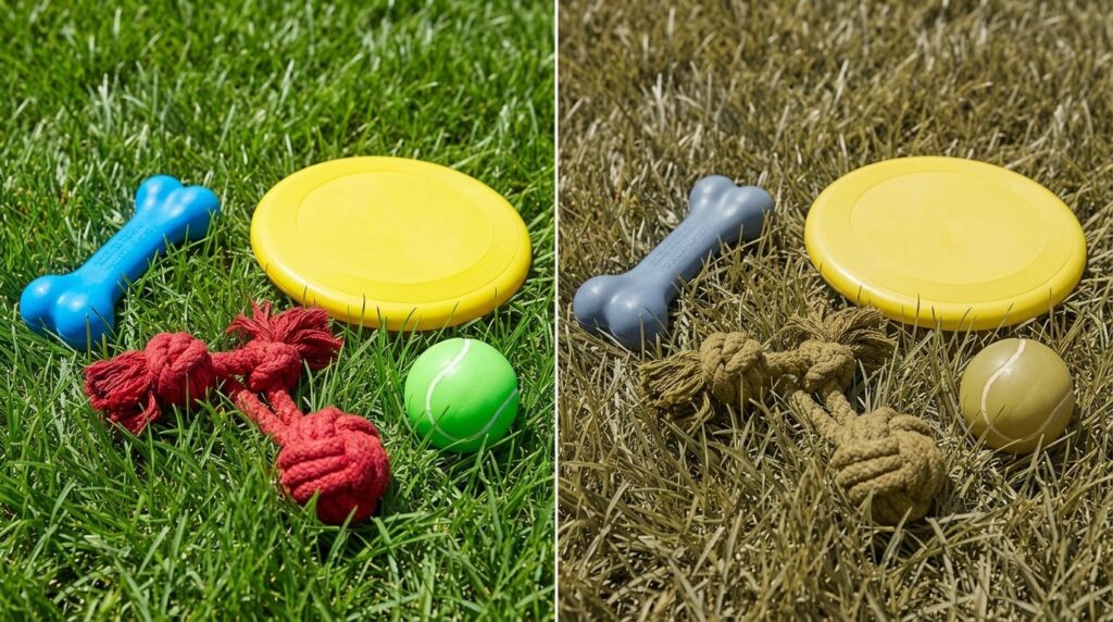 Blue and yellow toys are the best choice for dogs because they distinguish these colors best