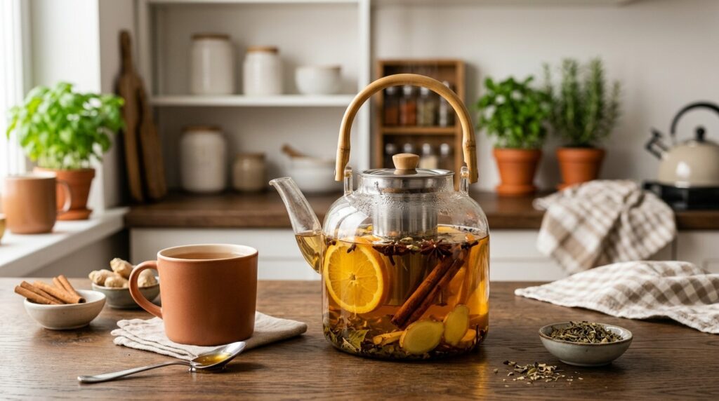 Herbal tea with ginger and cinnamon — a tasty way to maintain water balance
