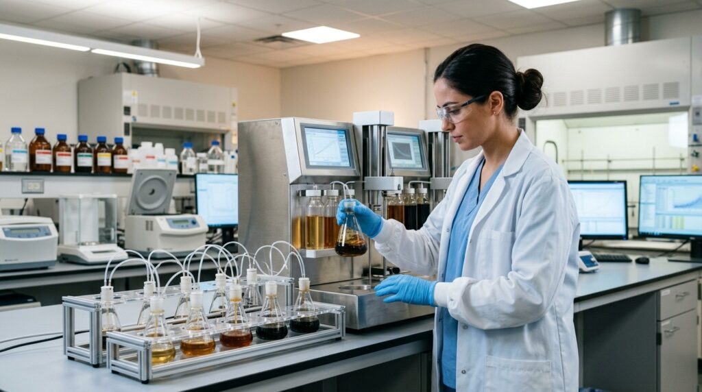 Laboratory testing of motor oil samples