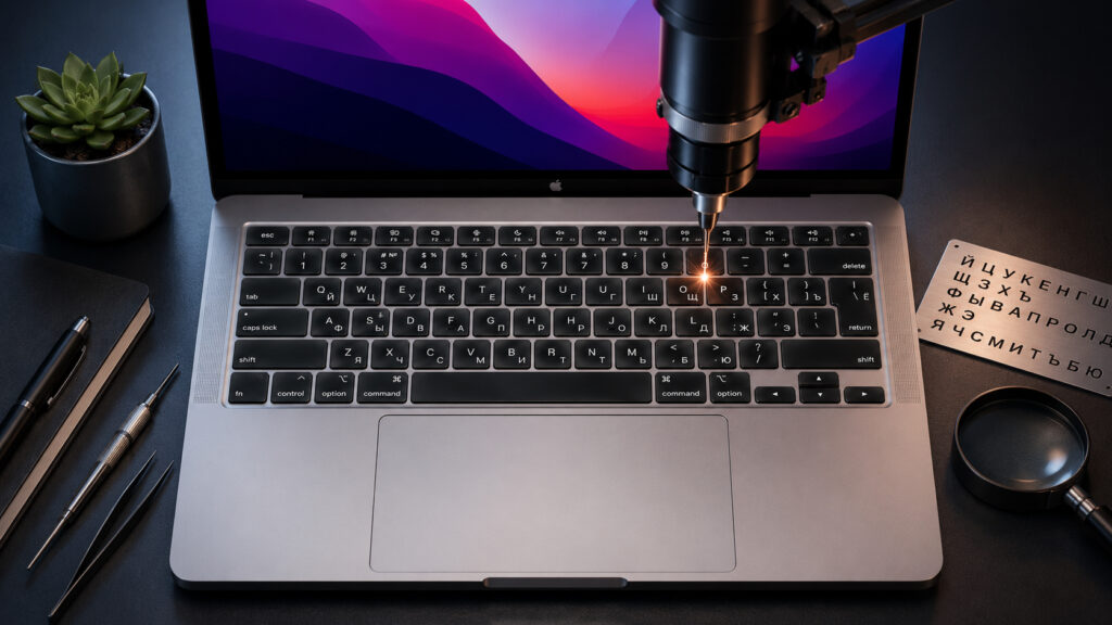 Does engraving harm the MacBook itself?. Photo.