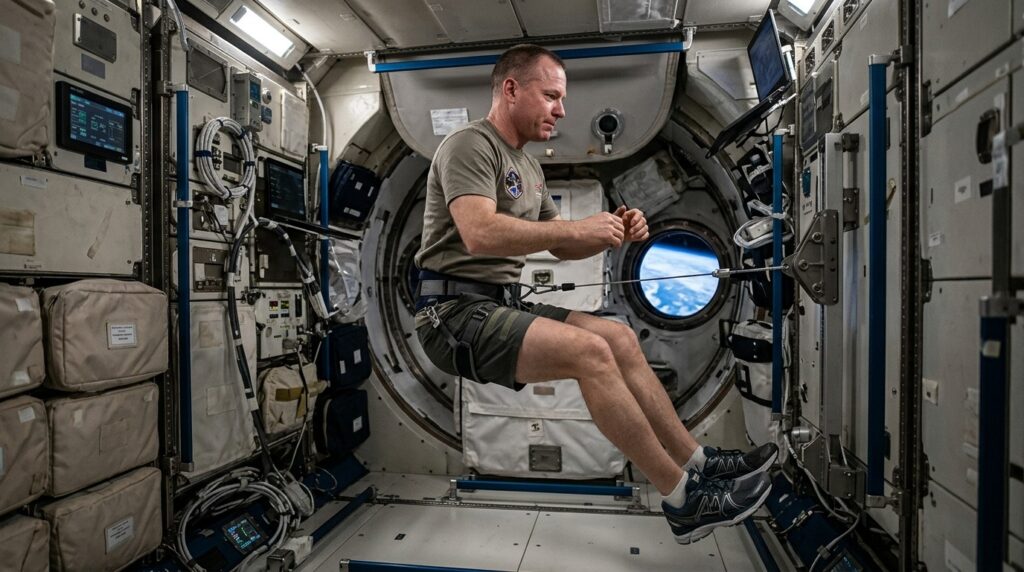 Exercise aboard the orbital station helps combat muscle and bone mass loss