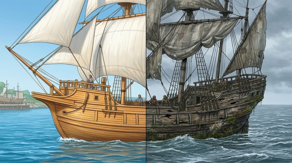 Two ships: one with new planks, the other made from old ones. Which one is real?