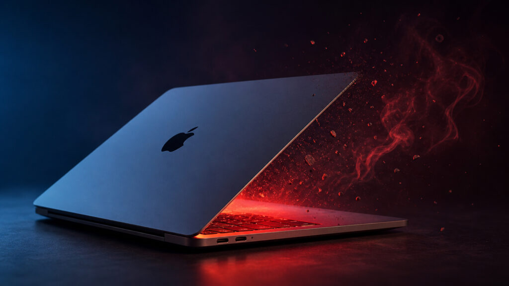 Opening the MacBook Pro is becoming downright dangerous. Photo.