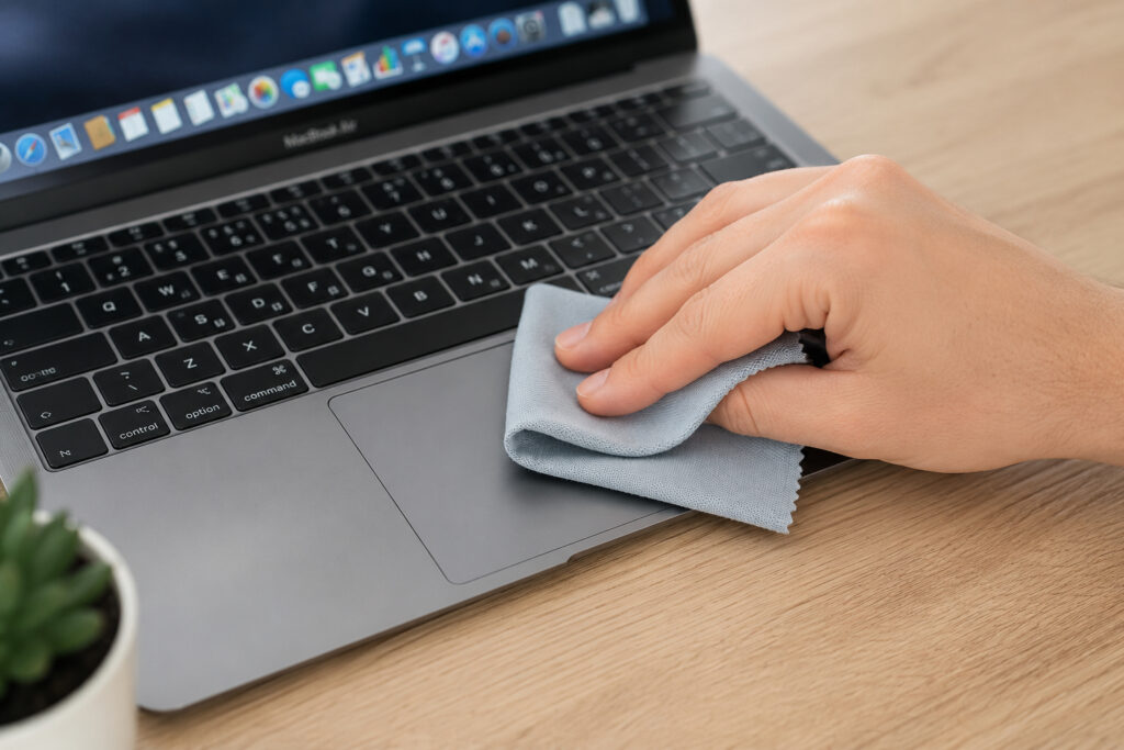 Dirty MacBook Trackpad: How It Affects the Cursor. Start by cleaning the trackpad. Photo.