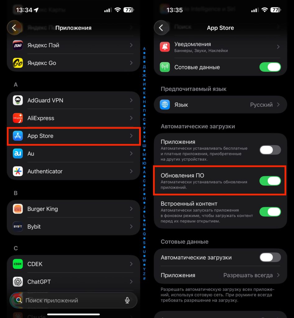 How to enable auto-updates for apps on iPhone. It's easier to use auto-updates. Photo.