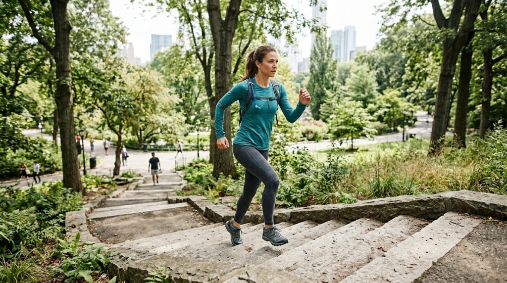 Stairs and inclines significantly increase the intensity of regular walking