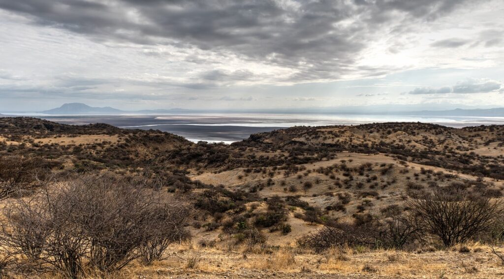 Panoramic view of Lake Natron. Image source: wikipedia.org. Photo.