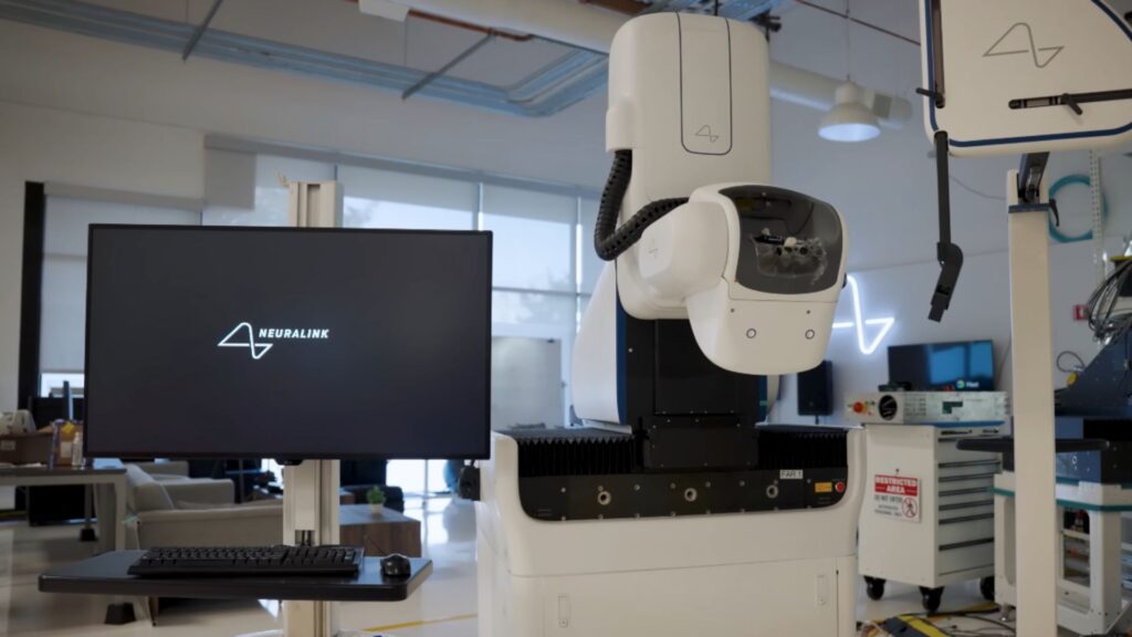 Neuralink's robot for brain chip implantation. Photo.