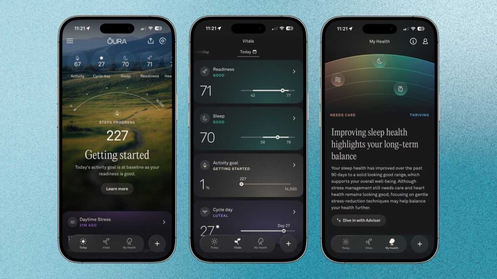 Oura doesn't just show your metrics but also gives advice