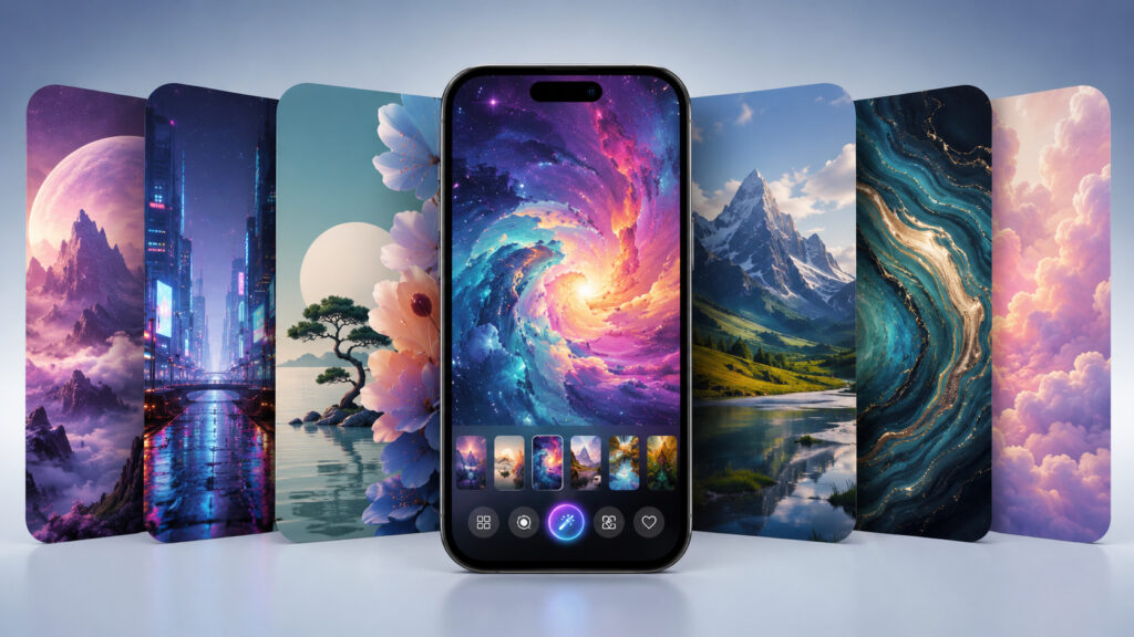 AI wallpaper generator on iPhone. You'll be able to type what image you want to see as your wallpaper, and the neural network will create it. Photo.
