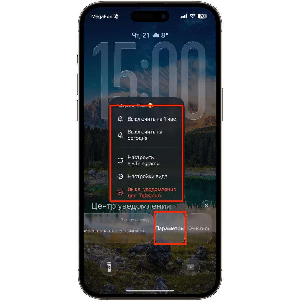 Disabling notifications from an app on iPhone. You can manage notifications even from the lock screen. Photo.