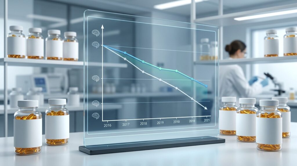 Comparison of cognitive decline rates between those who took omega-3 and those who did not