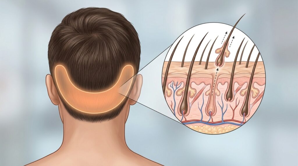 The occipital area is the main donor zone in hair transplantation