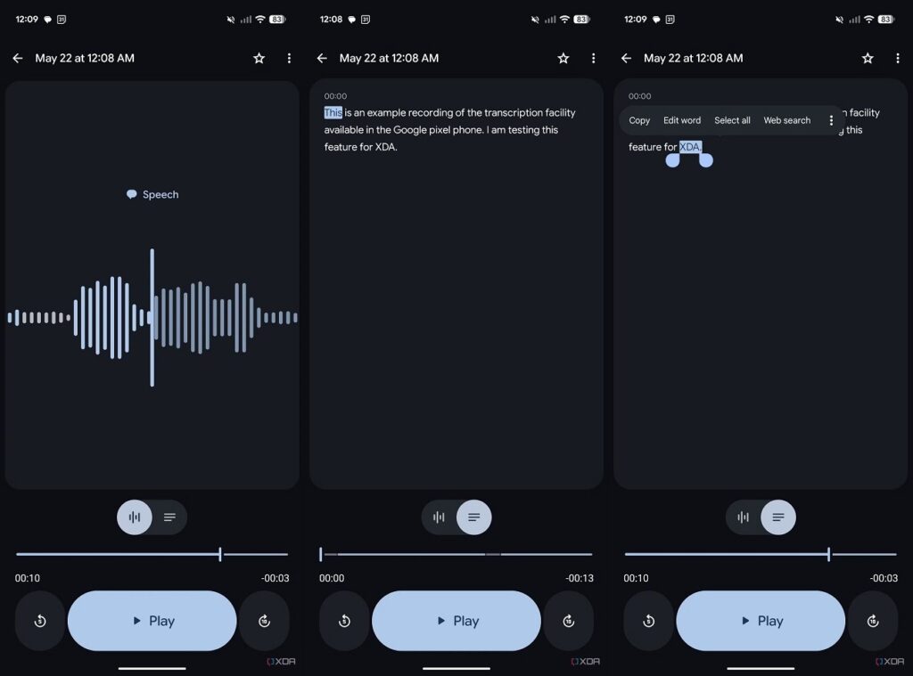 The Pixel recorder can transcribe speech to text