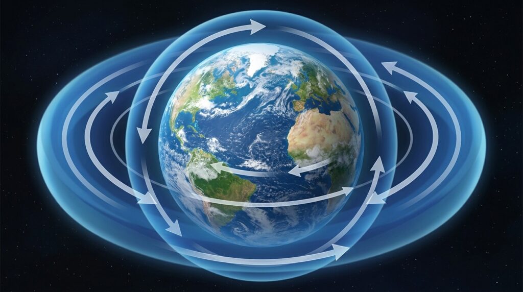 The atmosphere rotates together with the Earth, not standing still