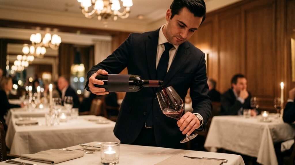 Although not all sommeliers pour wine using the punt. Photo.