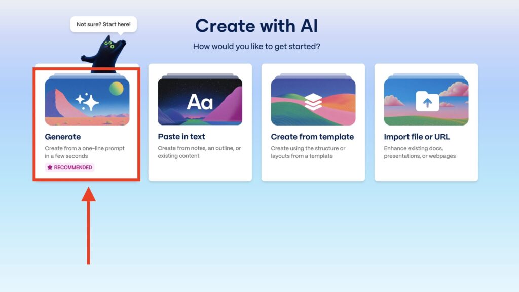 How to make a presentation using AI: step-by-step instructions. Launch the generation mode. Photo.